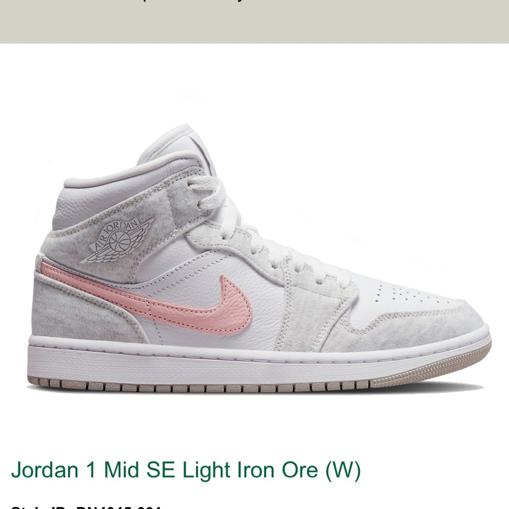 Womens Air Jordan 1 Mid SE light Iron Ore 8.5